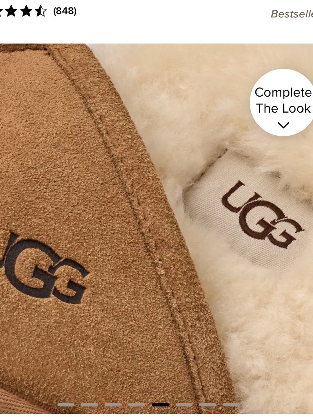 UGG Chestnut Suede Slide Slipper with Shearling - Picture 5 of 9